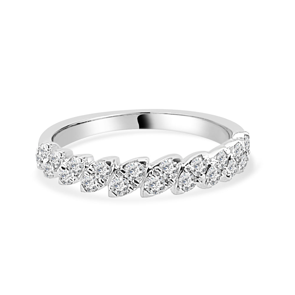 Marquise Shaped Cluster Diamond Wedding Band in 14K White Gold with 0.47 carats of Natural Round Diamonds
