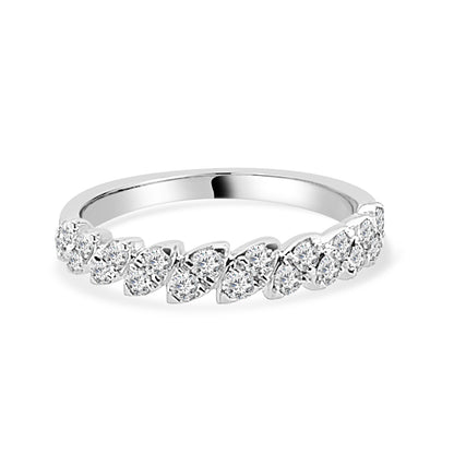Marquise Shaped Cluster Diamond Wedding Band in 14K White Gold with 0.47 carats of Natural Round Diamonds