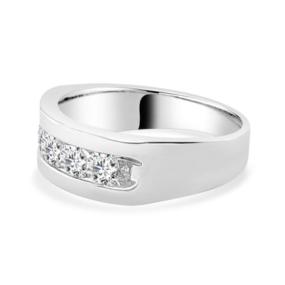 14K White Gold Channel Set Round Diamond Wedding Band - 1.01 ct