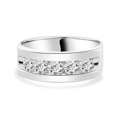 14K White Gold Channel Set Round Diamond Wedding Band - 1.01 ct