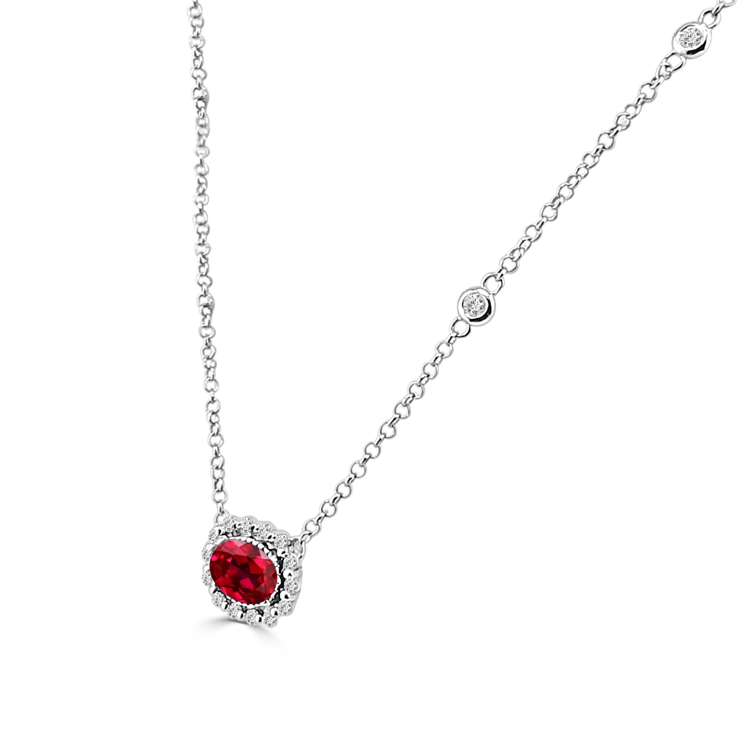 14K Yellow Gold Ruby Necklace with 0.86 Carat Gemstone