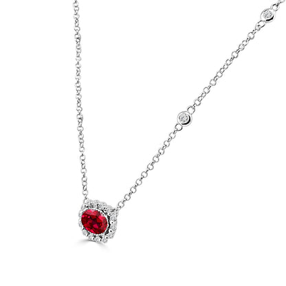 14K Yellow Gold Ruby Necklace with 0.86 Carat Gemstone