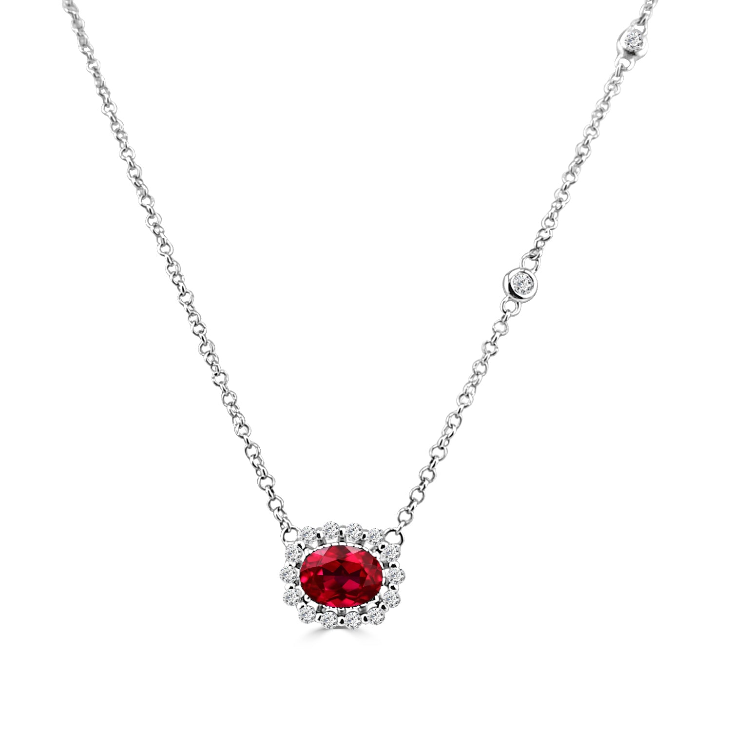 14K Yellow Gold Ruby Necklace with 0.86 Carat Gemstone