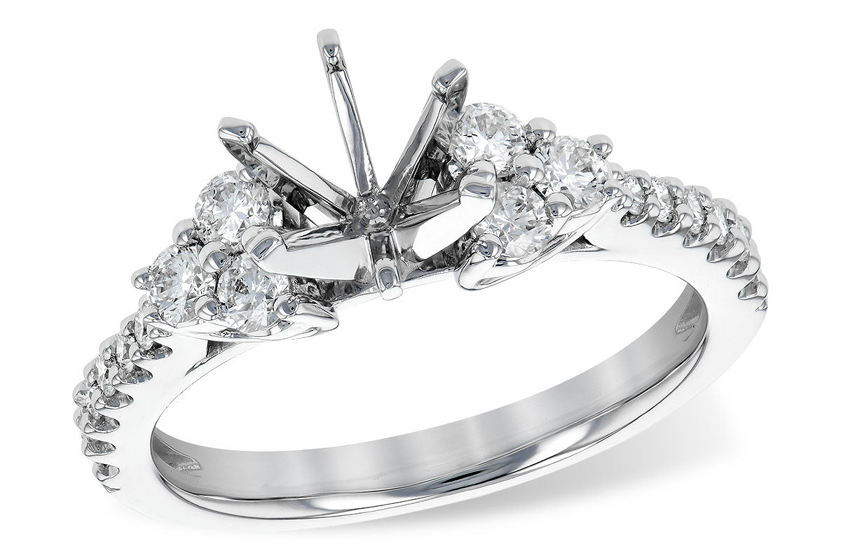 14K Yellow Gold Three Stone Diamond Engagement Mounting with Side Accents (0.50 ct)