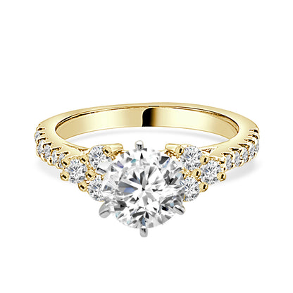 14K Yellow Gold Three Stone Diamond Engagement Mounting with Side Accents (0.50 ct)