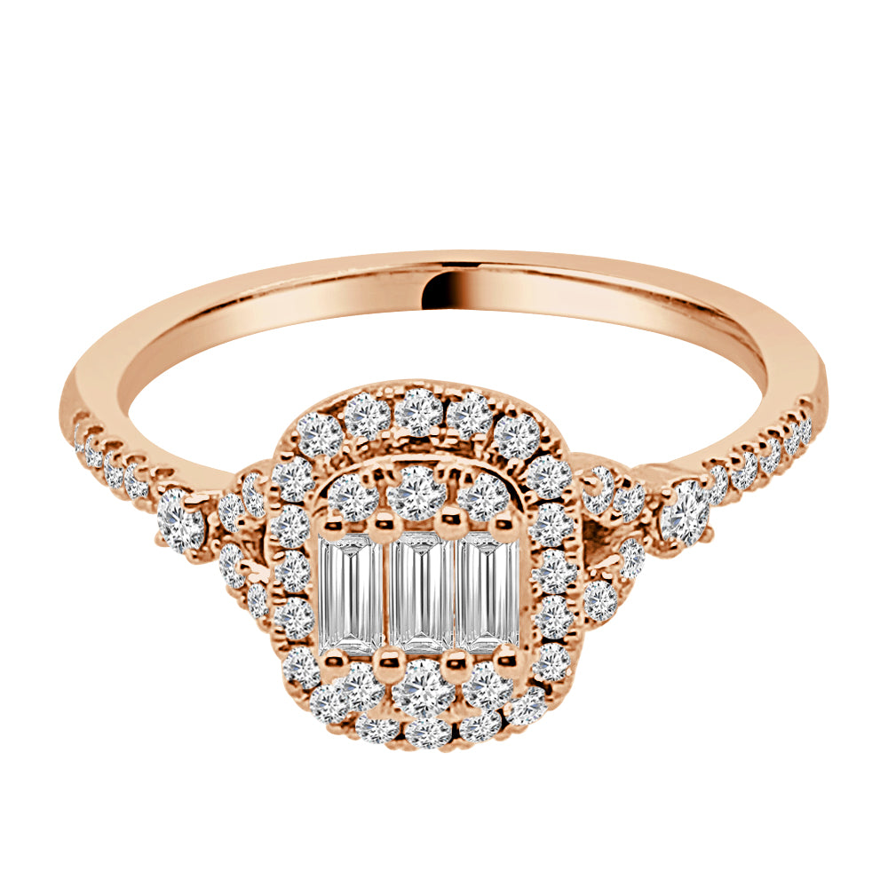 14K Rose Gold Round Shape Natural Diamond Engagement Ring (0.52 ct)