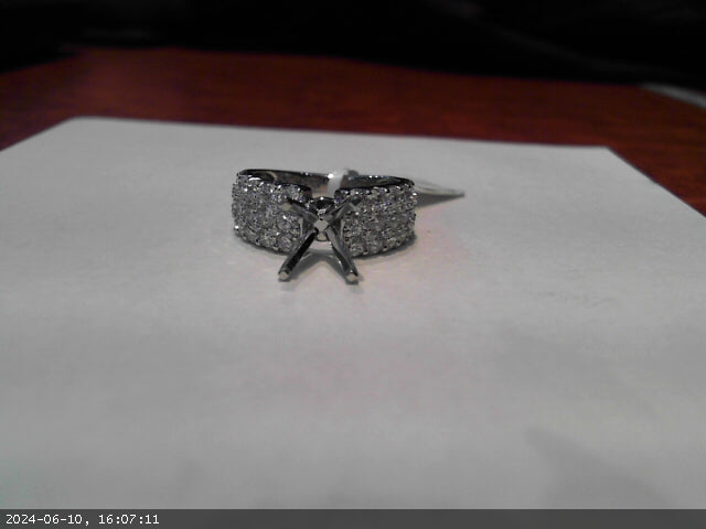 Triple Row 14K White Gold Natural Diamond Engagement Mounting - 2.00 Carat
