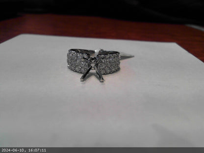 Triple Row 14K White Gold Natural Diamond Engagement Mounting - 2.00 Carat