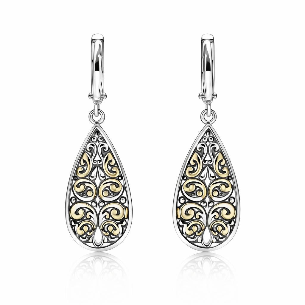 Pear Shape Balinese Design Earrings