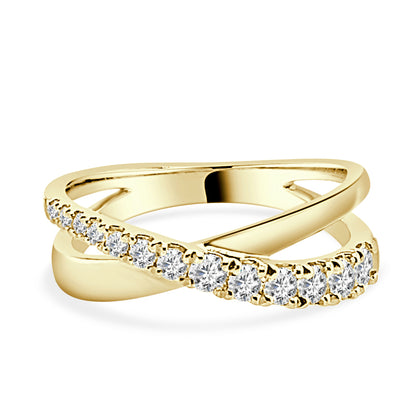 14K Yellow Gold Graduated Overpass Diamond Ring - 0.52 ct Round Cut