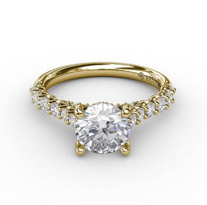 14K Yellow Gold Shared Prong Engagement Mounting