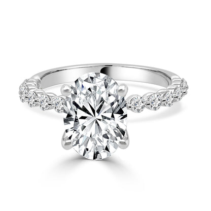 Stunning 14 Karat White Gold Oval Shape 2.00 Lab Diamond Engagement Ring