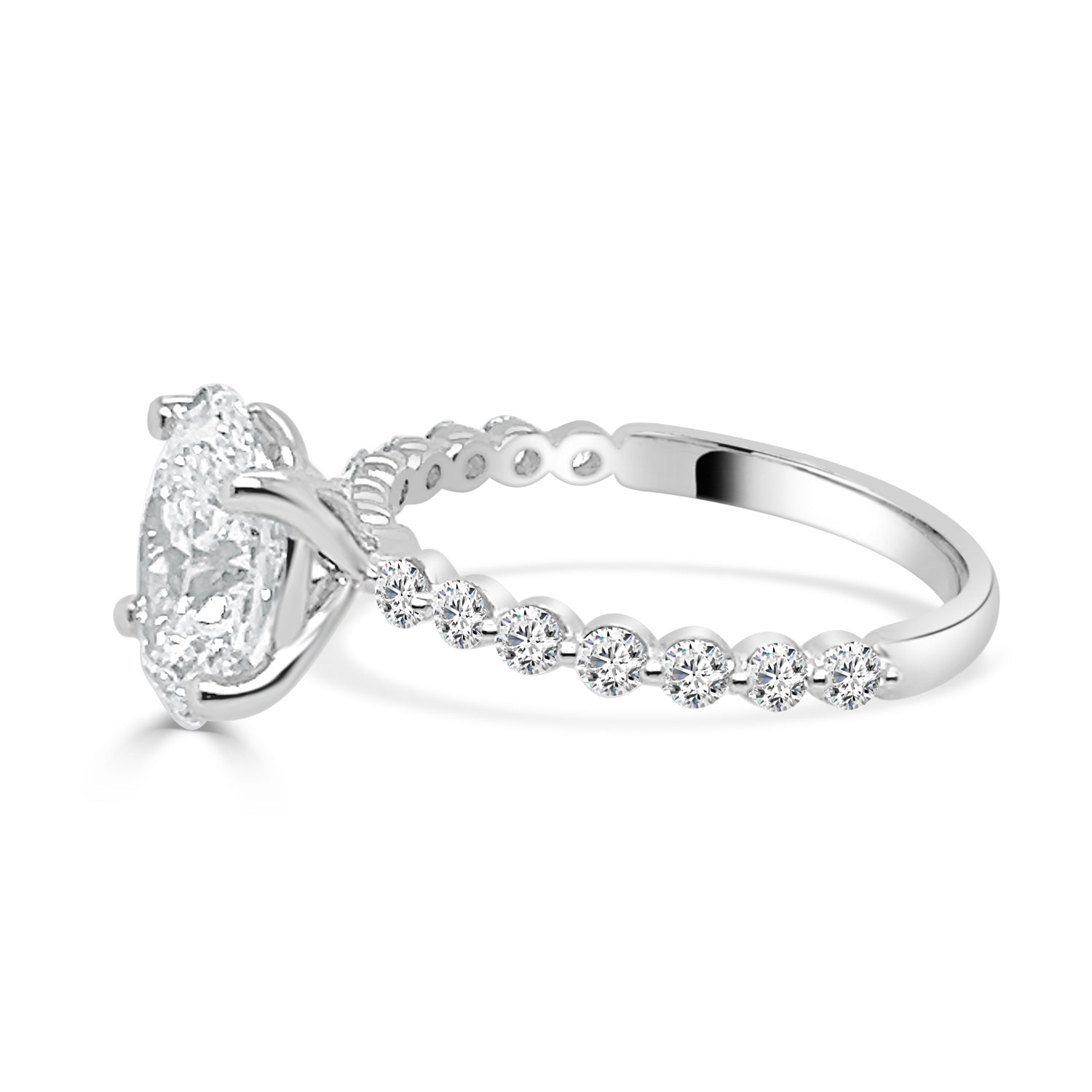 Stunning 14 Karat White Gold Oval Shape 2.00 Lab Diamond Engagement Ring