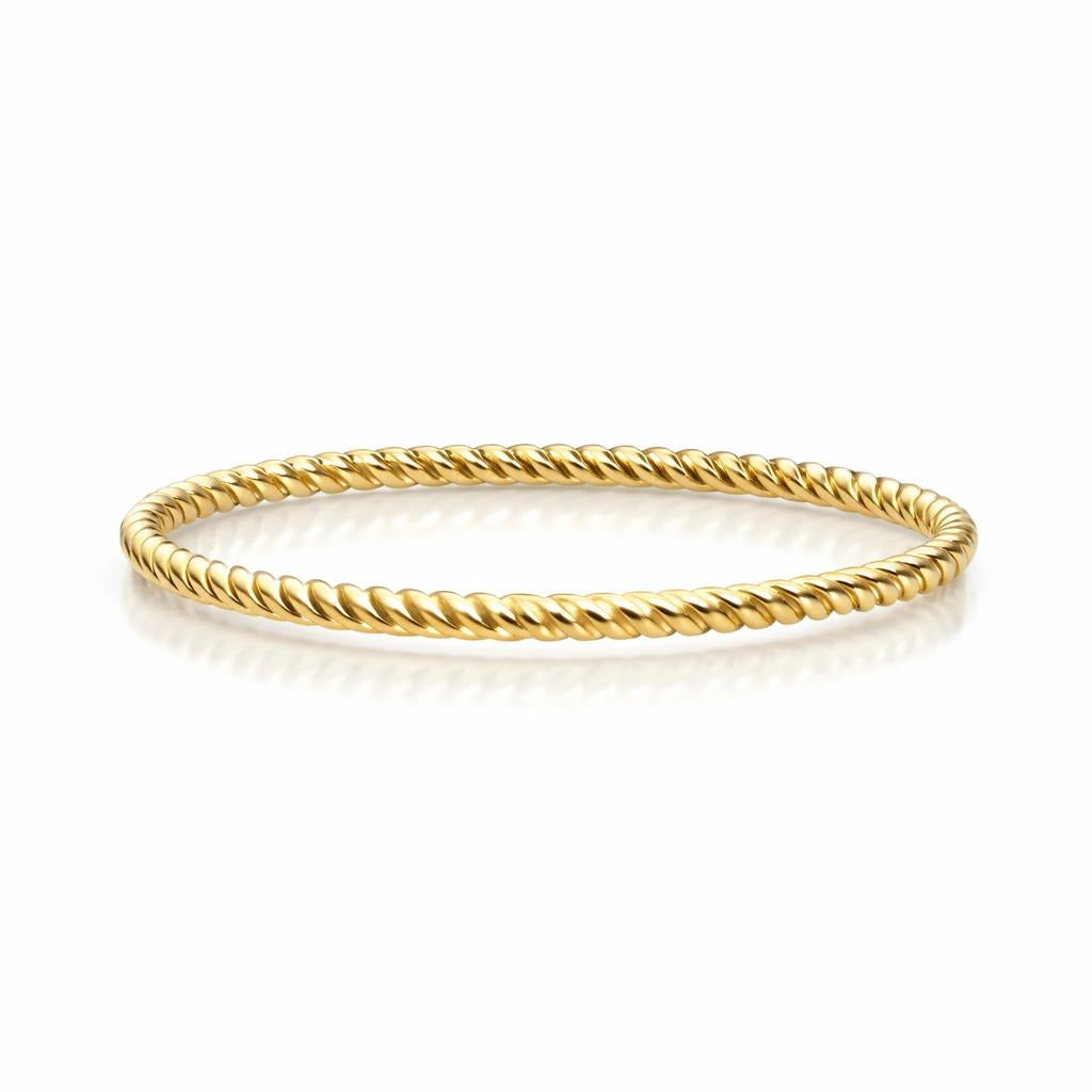 14 Karat Yellow Gold Spiral Texture Bangle