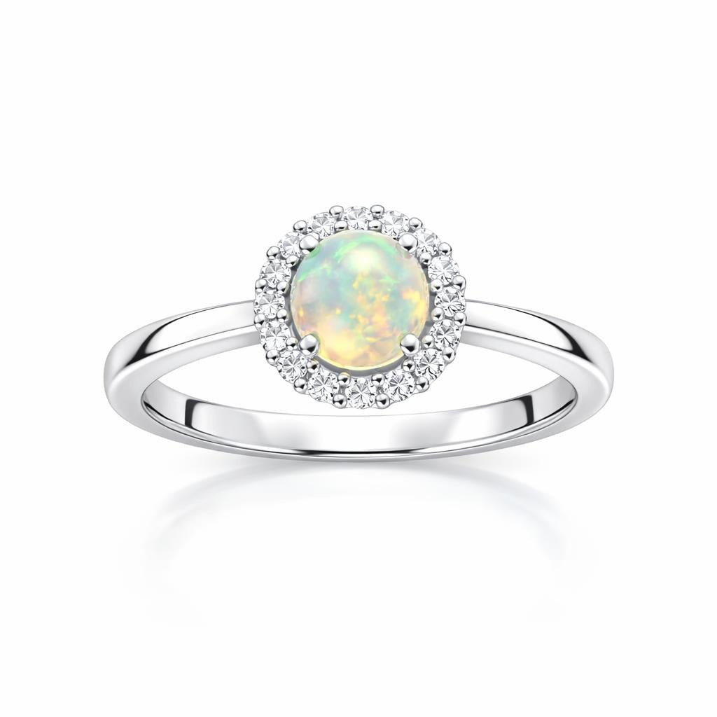 Ethiopian Opal and White Topaz Ring