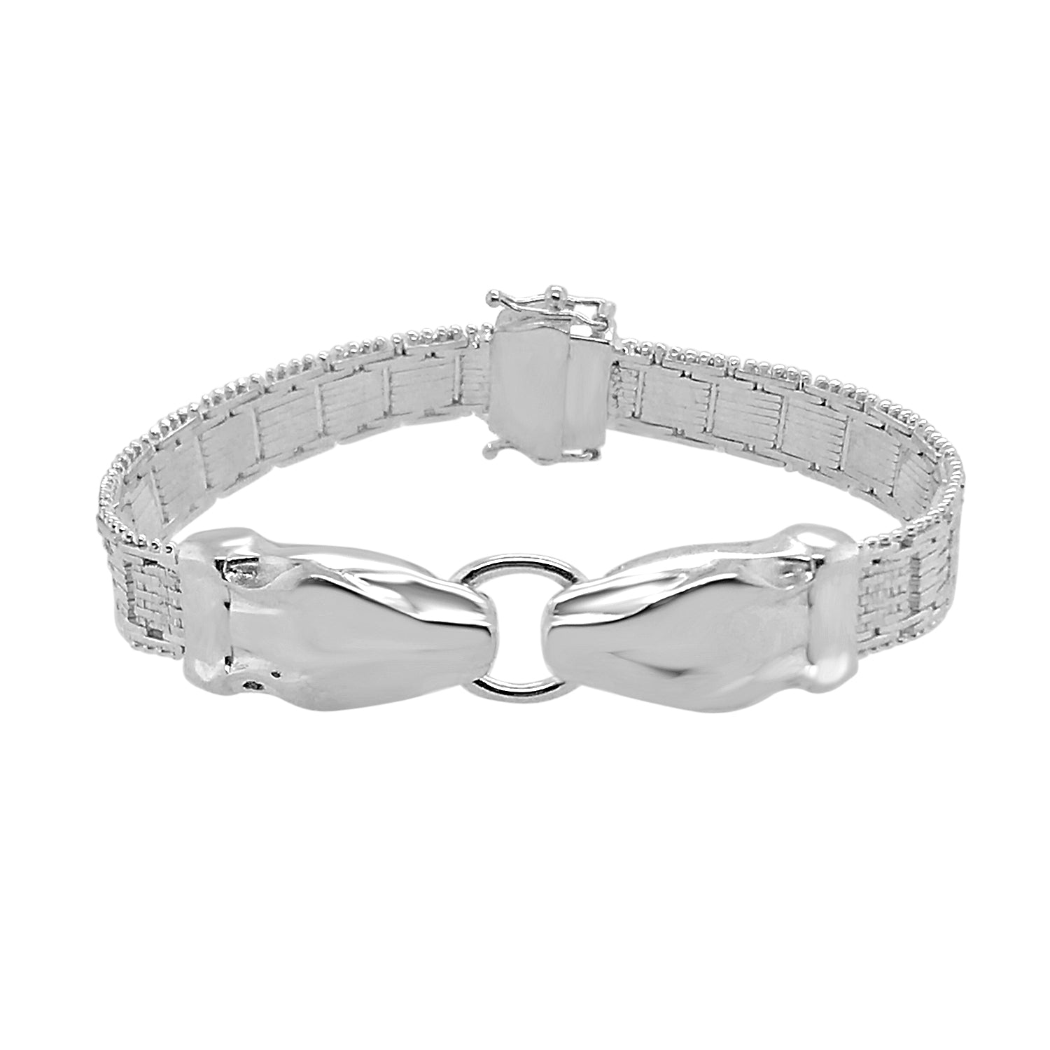 Estate Italian Sterling Silver Snake Head Bracelet