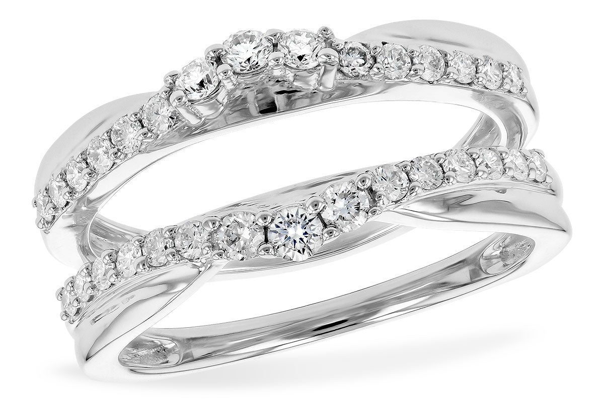 14K White Gold Diamond Guard Wedding Band - 0.48 ct Natural Diamond
