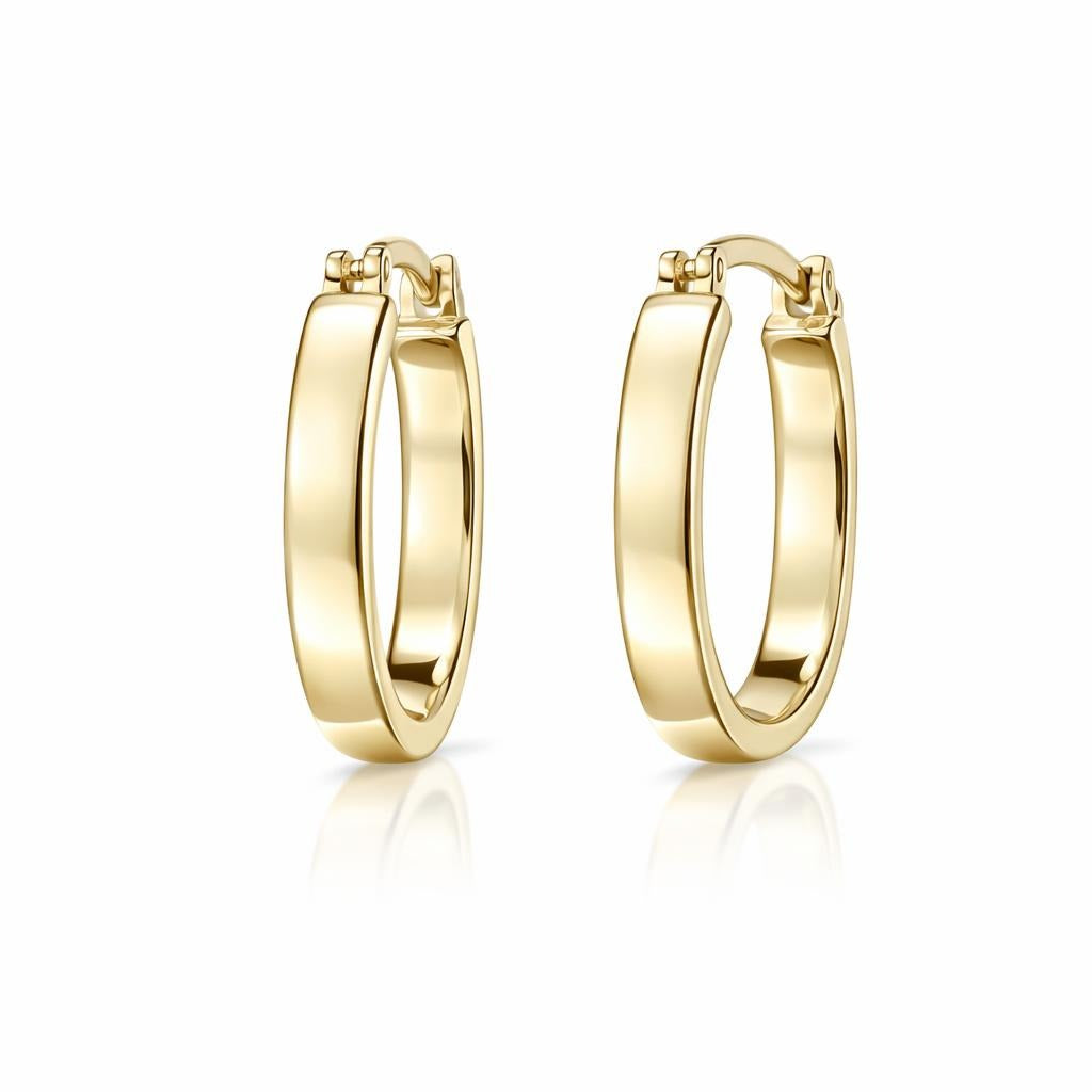 14 Karat Yellow Gold Polished 3.5mm Oval Hoop Earrings