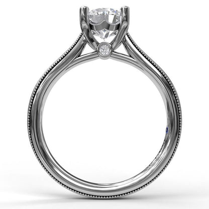 Milgrain-Embellished 14K White Gold Engagement Mounting