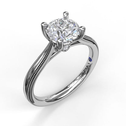 Milgrain-Embellished 14K White Gold Engagement Mounting