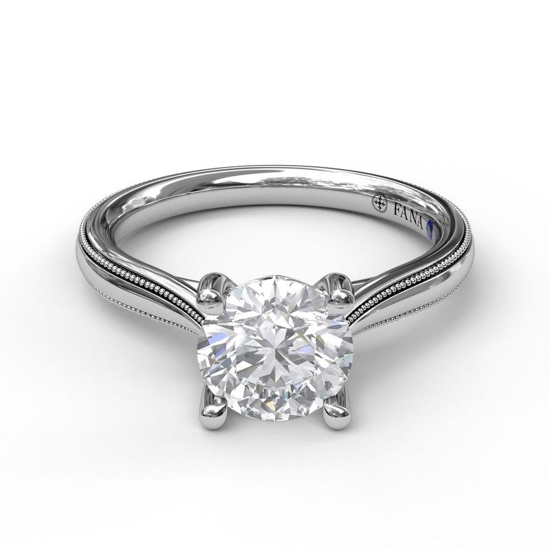 Milgrain-Embellished 14K White Gold Engagement Mounting