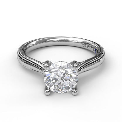Milgrain-Embellished 14K White Gold Engagement Mounting