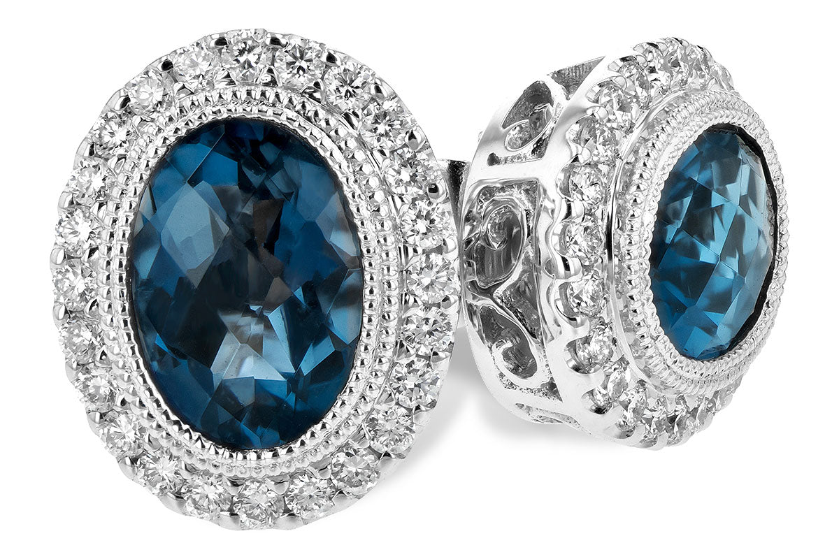 Swiss Blue Topaz Earrings in 14 Karat White Gold