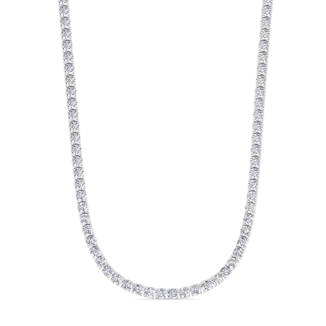 Riviera Glamour: 14 Karat White Gold Lab Diamond Round Shape Necklace (10.14 ct)