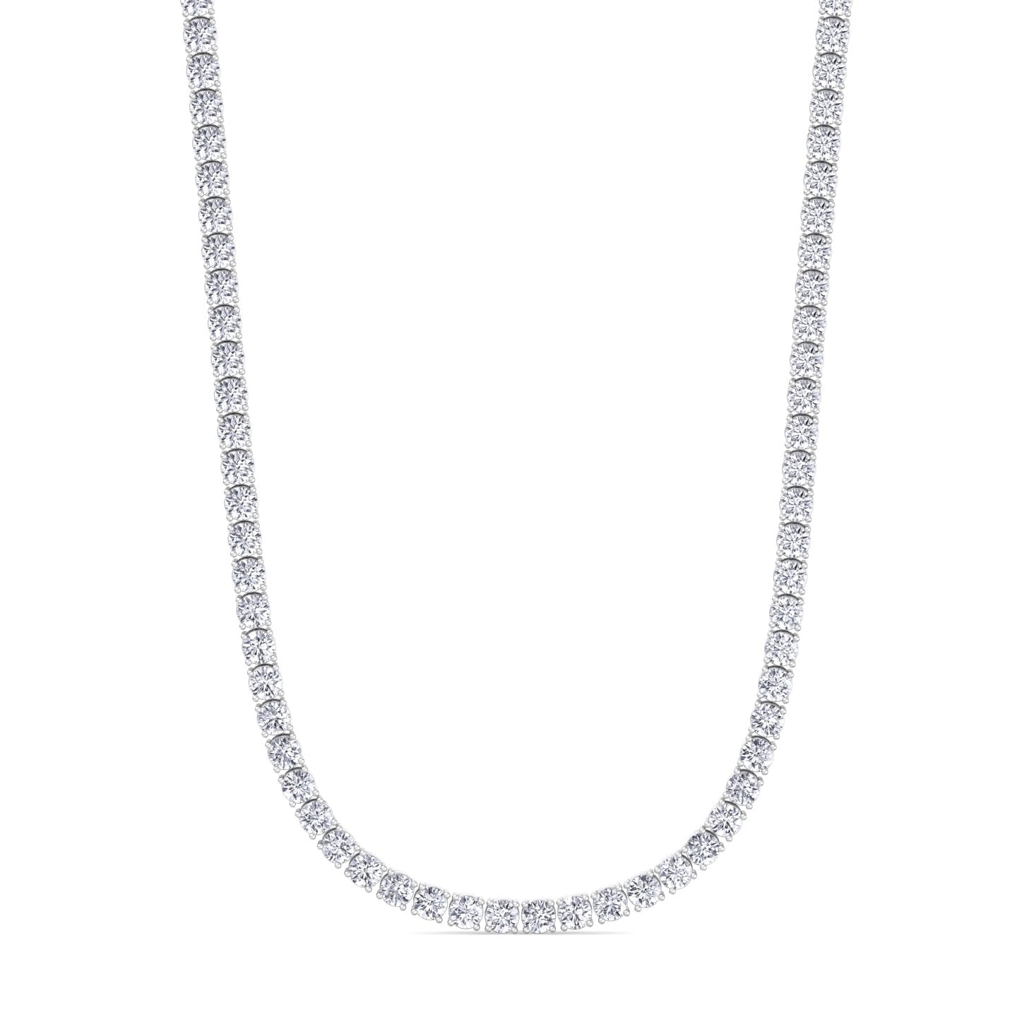Riviera Glamour: 14 Karat White Gold Lab Diamond Round Shape Necklace (10.14 ct)