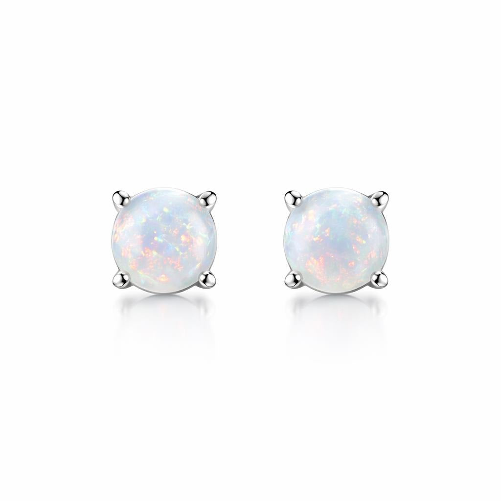14 Karat White Gold October Birthstone Solitaire Studs