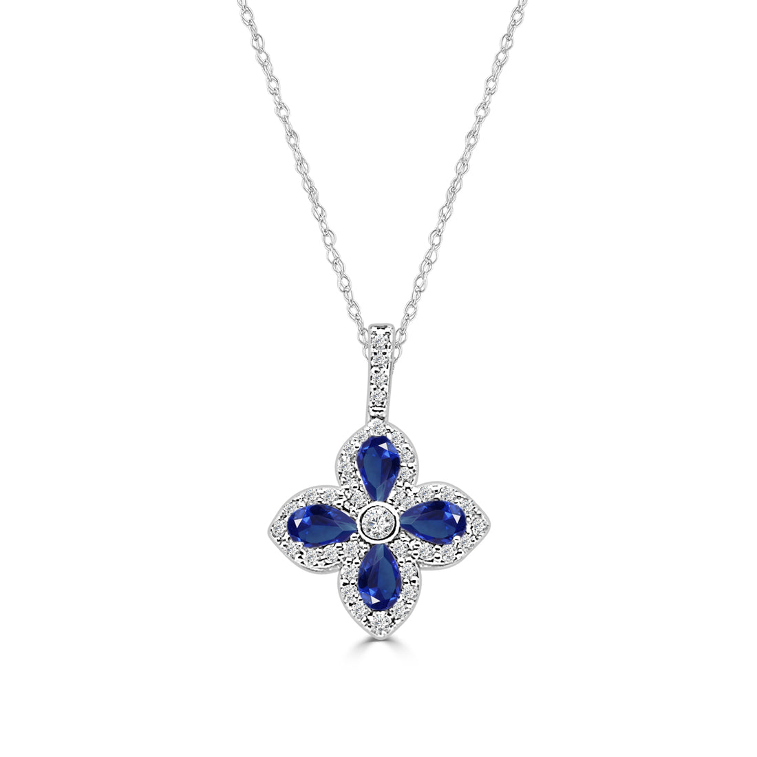 Tanzanite and Diamond Clover Necklace in 14 Karat Yellow Gold - Pear Shape, 0.85 Carats