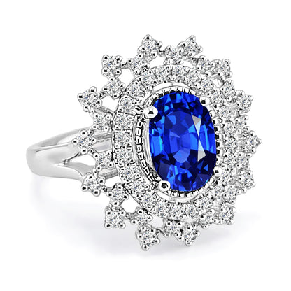 14K &amp; 18K Platinum Ring with 2.00ct Blue Sapphire