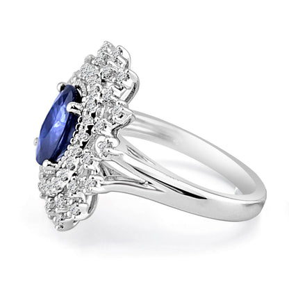 14K &amp; 18K Platinum Ring with 2.00ct Blue Sapphire