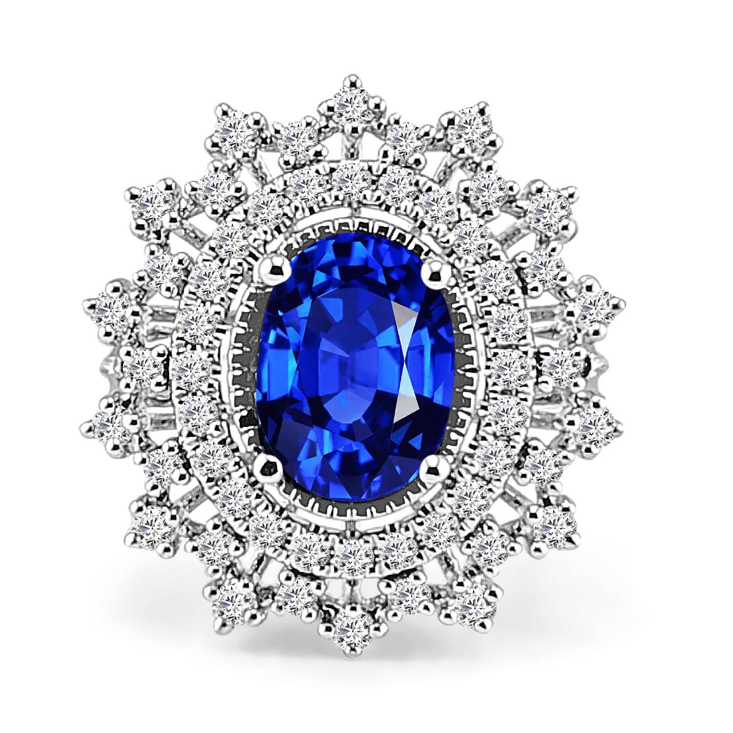 14K &amp; 18K Platinum Ring with 2.00ct Blue Sapphire