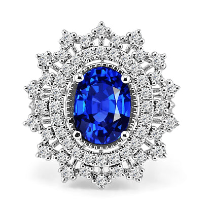 14K &amp; 18K Platinum Ring with 2.00ct Blue Sapphire