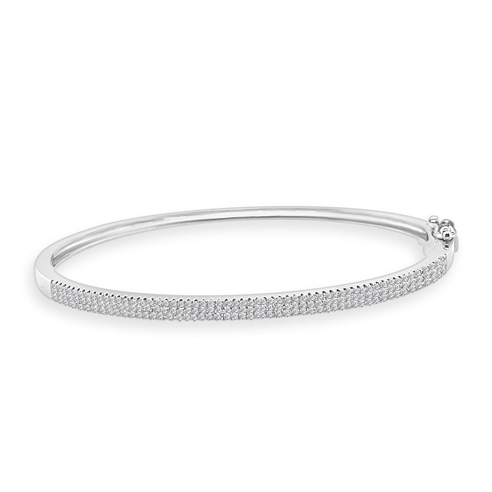 Natural Diamond Pave Bangle Bracelet in 14 Karat White Gold - 0.52 Carats