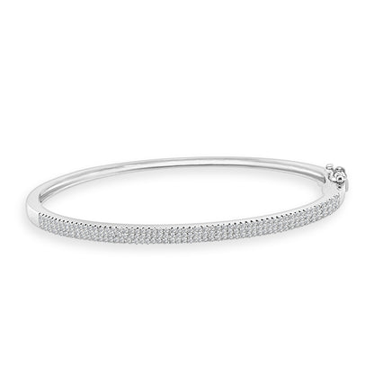 Natural Diamond Pave Bangle Bracelet in 14 Karat White Gold - 0.52 Carats