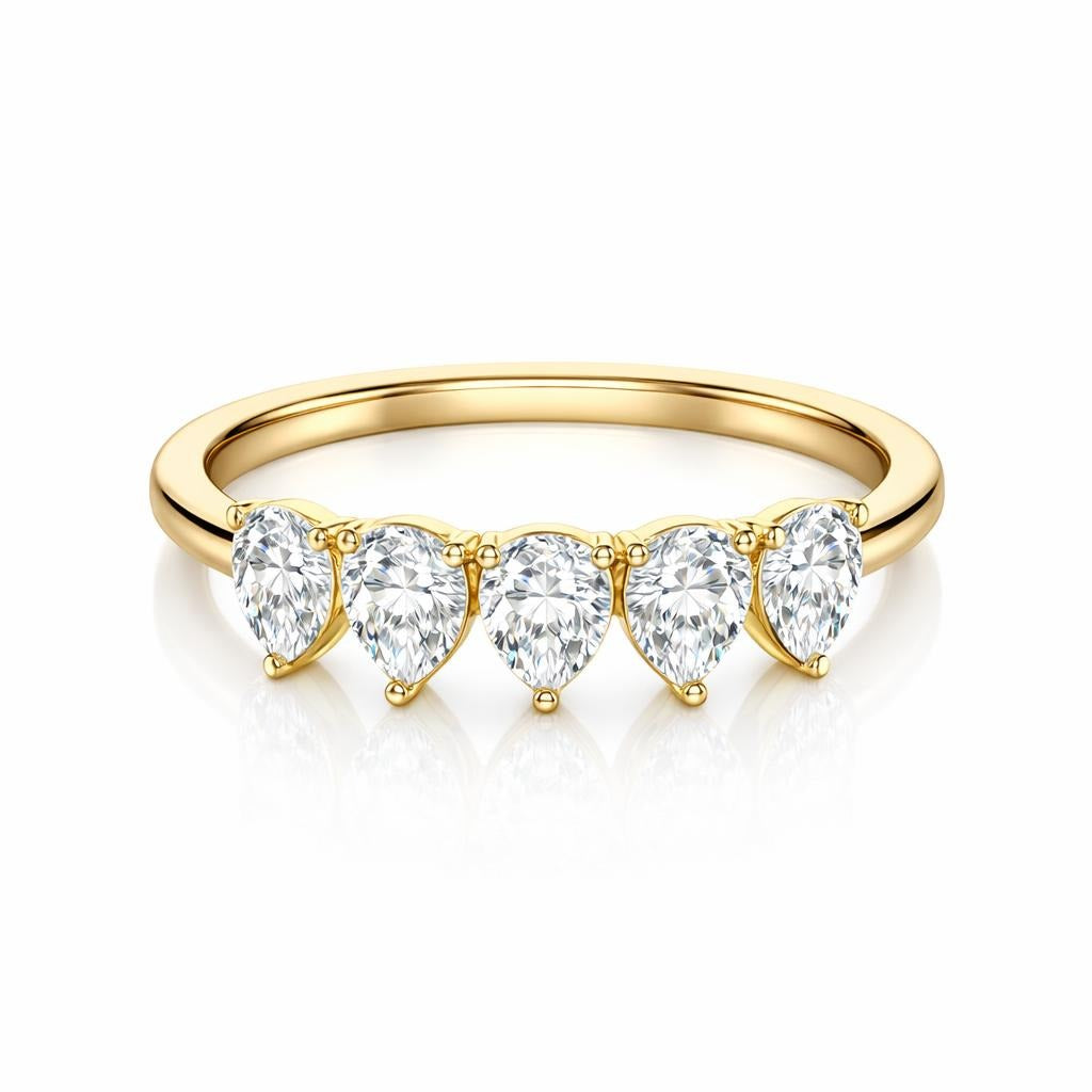 14 Karat Yellow Gold Pear Shaped Diamond Ring
