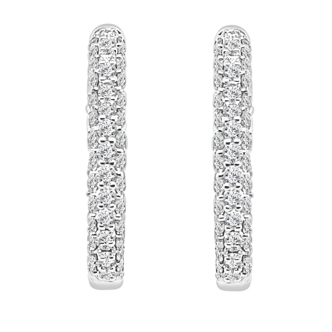 Tiny Sparkle: 14 Karat White Gold Earrings with Small Pave Natural Diamond (0.52 ct)