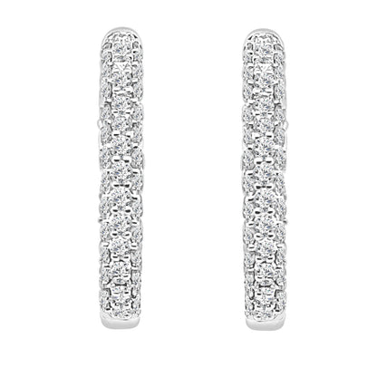Dazzling Small Pave Earrings in 14 Karat White Gold with Natural Diamond 0.52ct