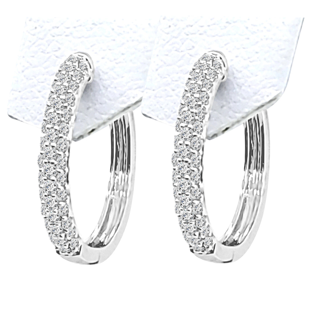 Tiny Sparkle: 14 Karat White Gold Earrings with Small Pave Natural Diamond (0.52 ct)