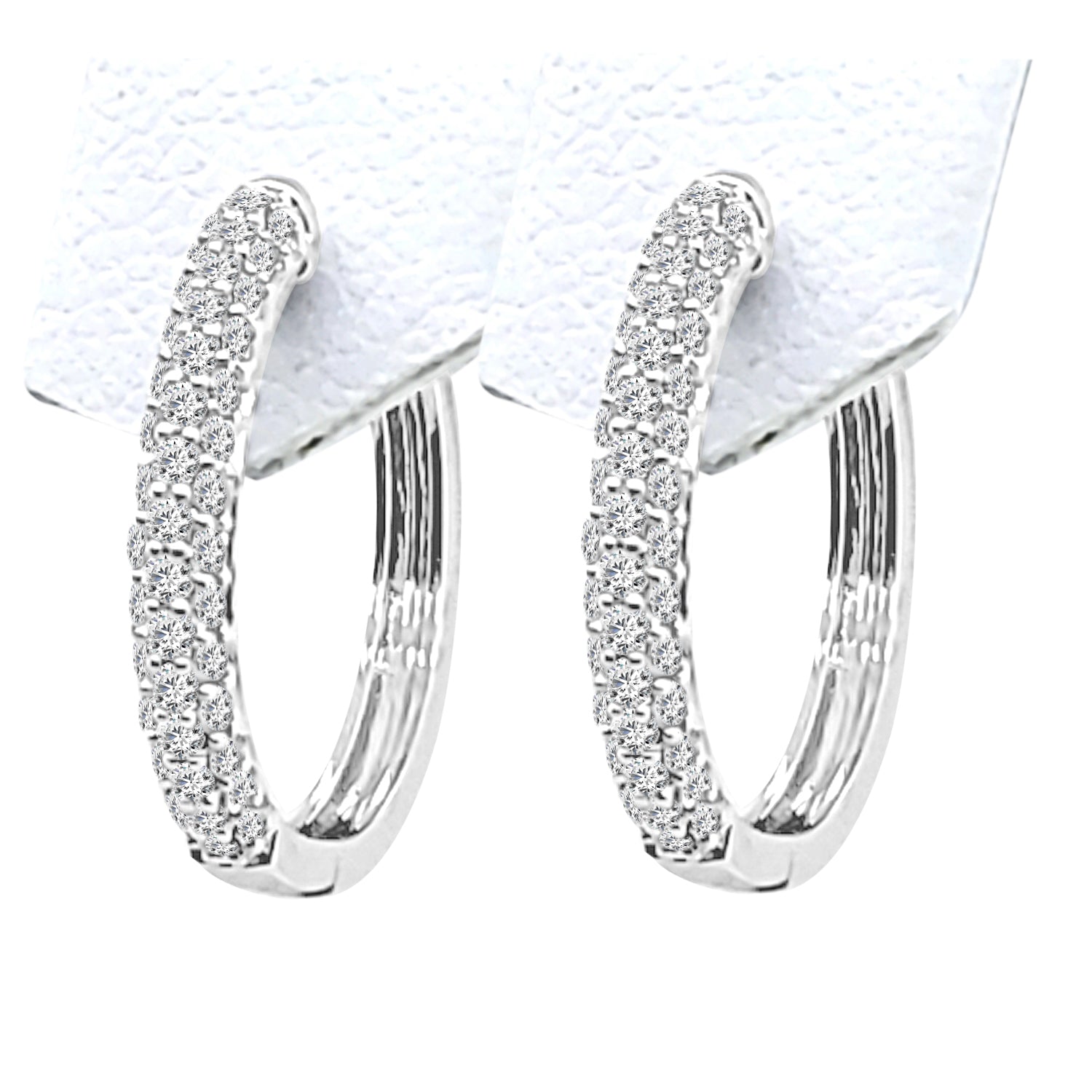 Dazzling Small Pave Earrings in 14 Karat White Gold with Natural Diamond 0.52ct