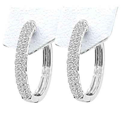 Dazzling Small Pave Earrings in 14 Karat White Gold with Natural Diamond 0.52ct