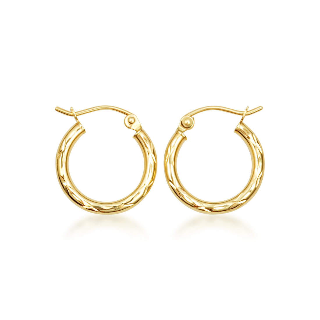 10 Karat Yellow Gold Diamond Cut Earrings