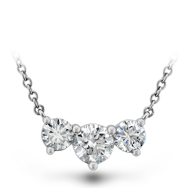 Trinity 3 Stone Natural Diamond Necklace in 18K White Gold - 0.50 Carats