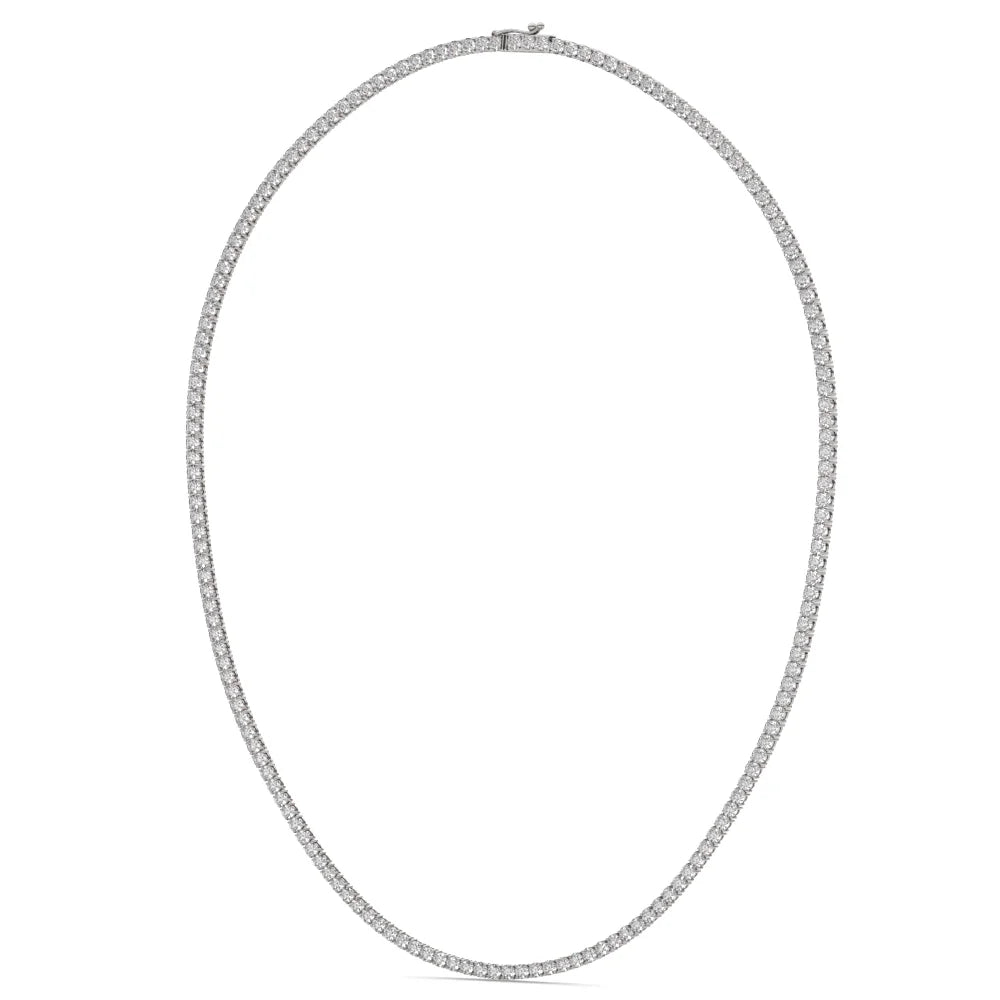 14 Karat White Gold Lab Diamond Round Shape Necklace - 14.4 Carats