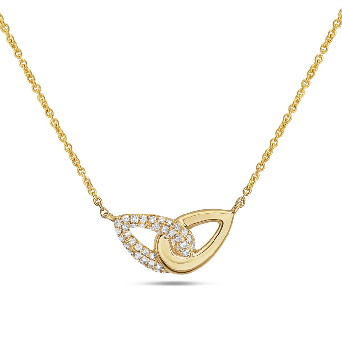 Entwined Pear Shape Diamond Necklace in 14 Karat Yellow Gold - 0.11 Carats