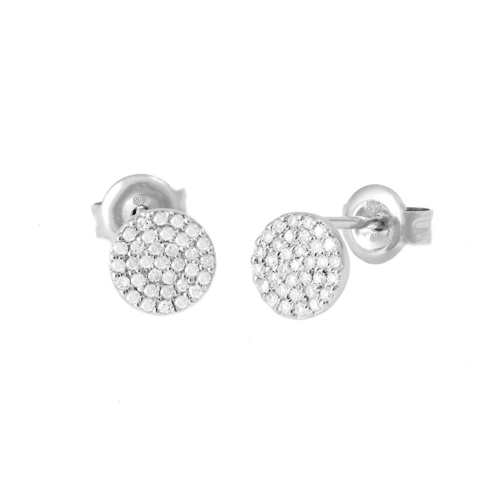 14K White Gold Round Fancy Stud Earrings with 0.20ct Natural Diamond