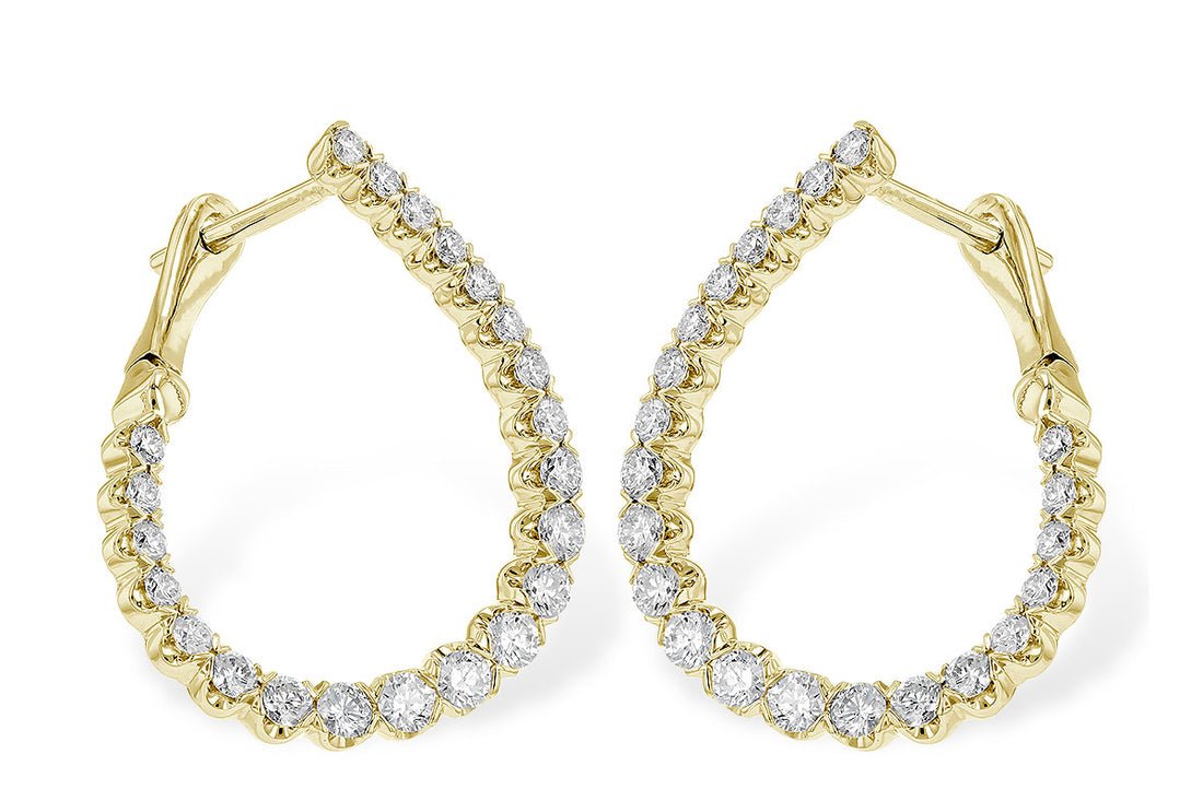 14 Karat Yellow Gold Round Diamond Earrings - 1.00 Carat