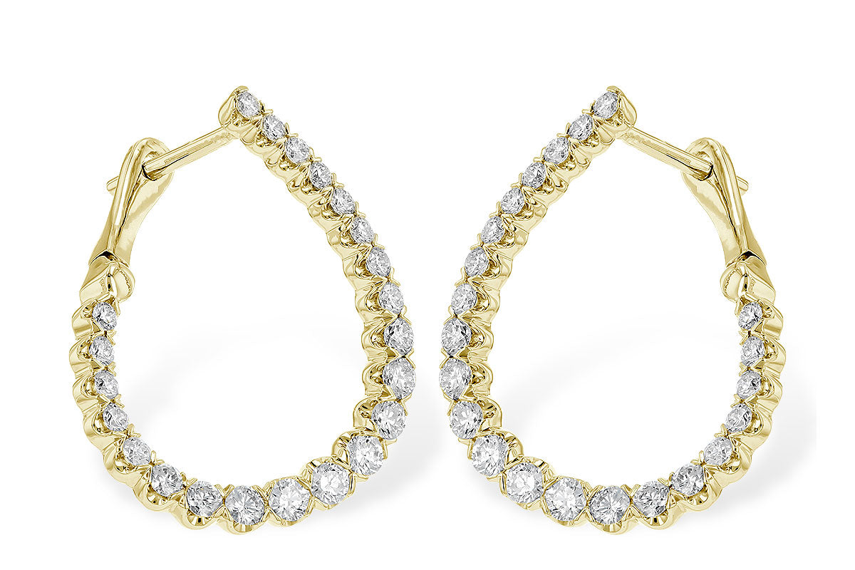 14 Karat Yellow Gold Round Diamond Earrings - 1.00 Carat